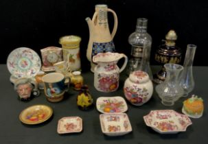 Ceramics - a Moorcroft yellow and brown orchid pattern vase, Masons Ironstone Fruit Basket ginger