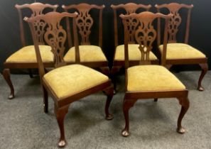 A set of six Chippendale Revival mahogany dining chairs, c.1920