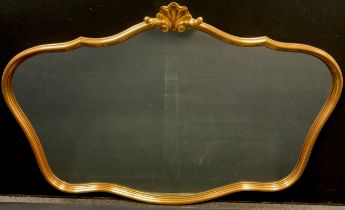 A Louis XV Baroque style serpentine shaped wall mirror, 81cm high x 124cm wide, 20th century.