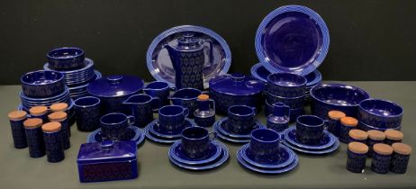 An extensive Hornsea Heirloom blue pattern dinner and tea set, inc two sets of six storage jars,