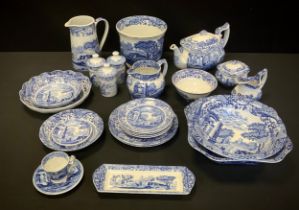 Spodes Italian pattern table ware inc teapot, square fruit bowl, flan dish, planter, Parsley, sage