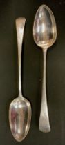 A George III silver serving spoon, Stephen Adams II, London 1807, another Peter & William Bateman,