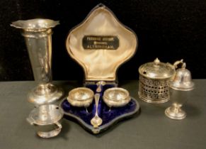 Silver - a George V twin handled lidded mustard, (No liner) London 1931; Silver pepper pot, marks