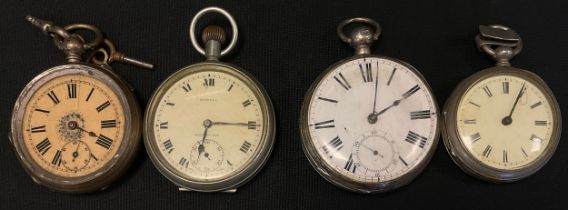 A Victorian silver open face pocket watch, white enamel dial, bold Roman numerals, key wind