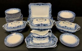 An early 20th century Ford and sons Weir pattern blue and white dinner service for twelve inc soup