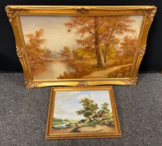 M.Schoolake.al, oil on board, 39cm x49cm; C.Innes‘ Wood scene’, oil on canvas, 90cm x 60cm (2)