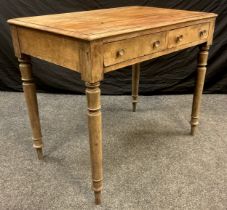 A 19th century mahogany side table, pair of short drawers to frieze, 75.5cm high x 91cm wide x