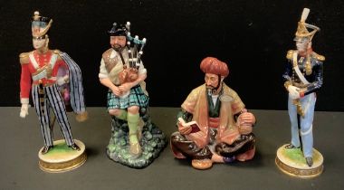 Royal Doulton figures and others including - Omar Khayyam, The Piper; etc. (4)