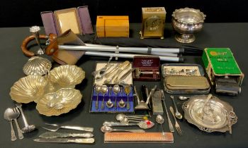 Boxes and Objects - silver mounted umbrella, Chester,c.1931, vintage razors, Ensign Pocket E-20 No 2