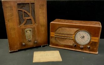 Radios - A 1930s Ultra Electric Ltd Tiger Valve radio, walnut veneered Art Deco case, Chassis number