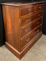 An Edwardian mahogany chest of two short over three long graduated drawers, 108.5cm high, 106.5cm