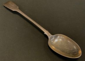 A large Victorian silver serving spoon, William Eaton, London 1838, 31cm long, 4.99ozt