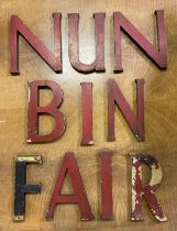 Vintage shop sign carved wooden lettering, each letter approximately 20.5cm high, (10).
