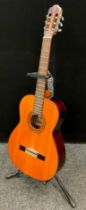 A Japanese Kimbara 169 FCN -London six string acoustic Guitar with stand