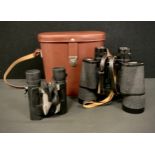 Binoculars - a pair of Carl Zeiss Jena Jenoptem 7x50 binoculars, cased, another pair Nikon sportlite