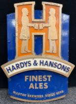 Breweriana - Hardys & Hansons Finest Ales metal sign, 51.5cm high x 37cm.