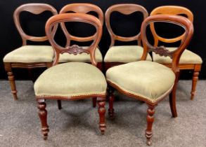 A set of four Victorian mahogany balloon-back dining chairs, and a similar pair of chairs, making
