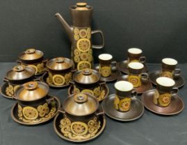 Danby ‘Arabesque’ pattern ware comprised of; a coffee pot, six soup tureens, six side plates, six