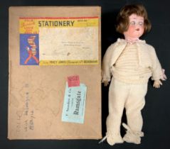 A Heubach Koppelsdorf for Seyforth & Reinhardt bisque-headed socket doll, sleeping brown eyes,