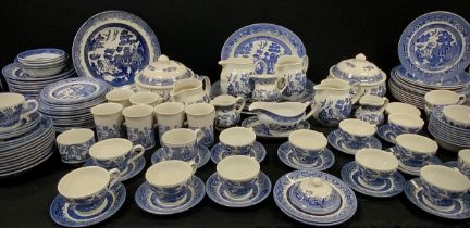 Ceramics - an extensive blue and white table service including; tea service for twelve , coffee