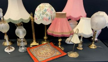 Various lamps including a pair of gilt metal lamps, ball on base lamps, 41cm high , a art nouveau