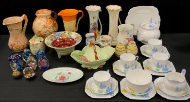 20th century design - Wood & Sons Chinese Rose pattern jug, Garden wall jug, Maling bowl, Hornsea