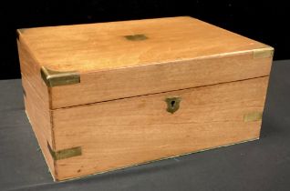 A Victorian brass bound walnut writing box, fitted interior, c.1880