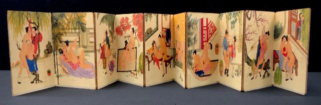 A concertina action Chinese erotic book, 19cm, 20th/21st century