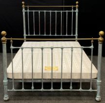 A Victorian cast iron and brass King size bed frame, refurbished by ‘Seventh Heaven’ Antique