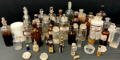19th century and later apothecary bottles including clear jars, labeled jars, poison; etc (approx.
