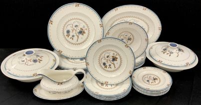 A Royal Doulton Old Colony pattern dinner set, for six inc dinner and side plates, tureens and