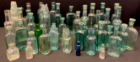 A collection of 19th century and later glass bottles; T.Lighton Brampton Chesterfield cod bottle,