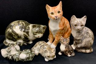 A group of six Winstanley cats including; no.2, no.5, no.6, signed to bases, 10cm-33cm (6)