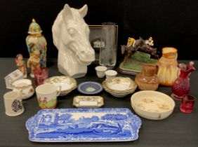 Ceramics & Glass - Blanc de Chine Horse head, Horse Racing over the Jumps, Copeland Spode Italian