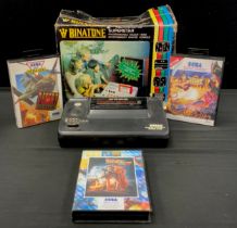 Toys and juvenilia- Binatone Superstar Master Console, Sega Master System II Power Base,