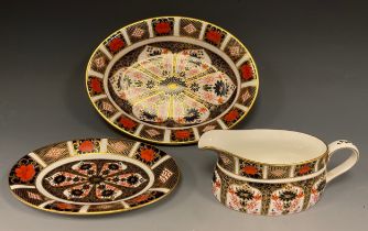 Royal Crown Derby 1128 ‘Old Imari’ ware including; oval dish, 26cm long, gravy boat and stand, all