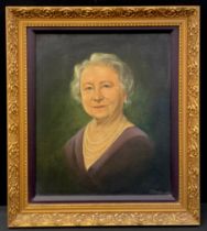 D. Bolton, 'Queen Elizabeth The Queen Mother', oil on board, signed and dated, c.1980, 43cm x 36cm