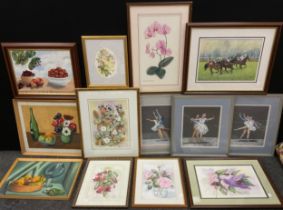 Betty Warner, a portfolio of watercolour paintings - Aristocrats on Buddlea, signed, watercolour,