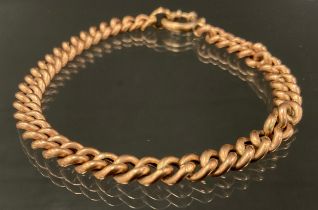 A Victorian rose metal Albert chain bracelet, unmarked, 5.5g