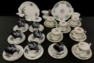 A Royal Albert Night and Day pattern tea set, for six ,inc cups, saucers, side plates, sugar bowl