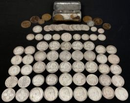 Coins & Tokens, Victorian and later English silver coins, half crowns, florinf, shillings, etc,