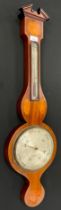 A 19th century A W Webb Chesterfield inlaid mahogany wheel barometer, silvered scale and register,