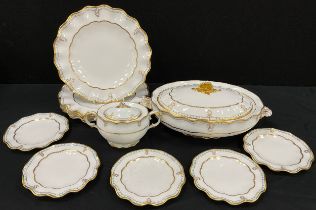 Royal Crown Derby ‘Lombardy’ dinner ware comprised; five dinner plates, 26cm dia, five side