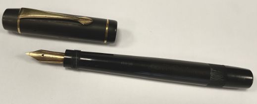An early example of a Montblanc Boheme style retractable fountain pen, black body impressed