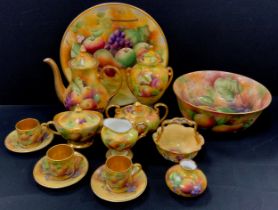 Brookdale ware, in the style of Worcester, hand painted wares including; coffee pot, sugar bowl,