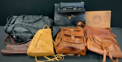 A quantity of leather and other bags including; Florence and Fred shoulder bag, leather rucksack,