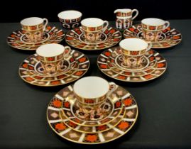 A Royal Crown Derby 1128 Imari tea set, for six with Mulberry Hall retailers stickers, comprising,