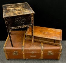 A travelling trunk 93cm, Gilbert Toys Erector Toys box , 58cm, 20th century sewing box (3)