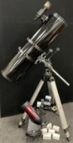 Astronomy - a Helios ‘Skywatcher’ 8” Newtonian refractor telescope, with equatorial mount tripod;