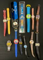 Watches - a collection of novelty Character watches inc Mickey Mouse, Bart Simpson, Snoopy, My